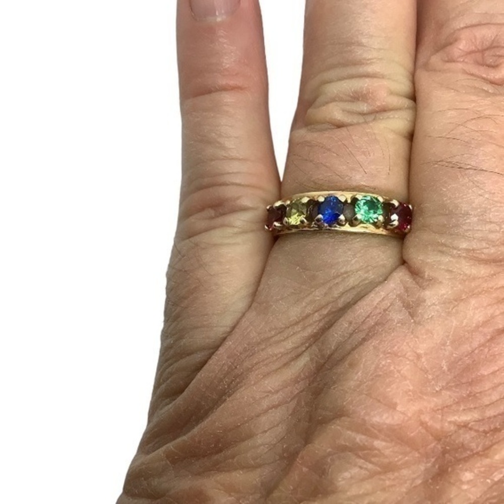 10k solid yellow gold sapphire gemstone ring